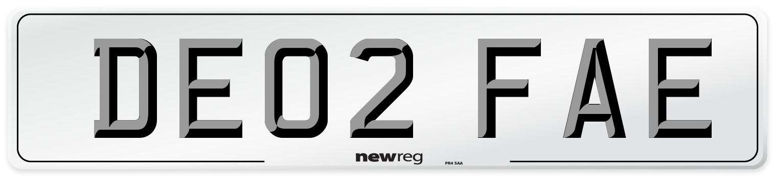 DE02 FAE Number Plate from New Reg